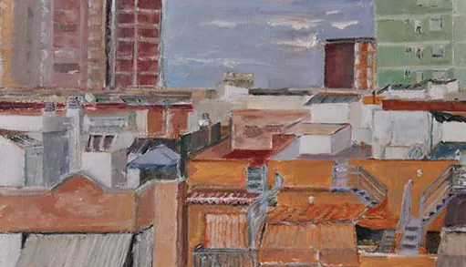 Bloques verdes, óleo de Laura Pérez
